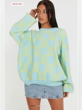 Motel Rocks Akari Jumper/crewneck In Optiz Maze Blue NWT SIZE L